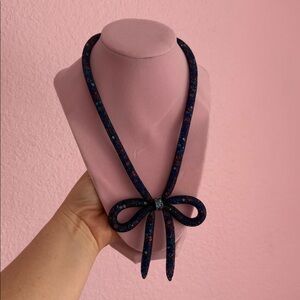 Sparkle Bow mesh Necklace in Navy Sparkle